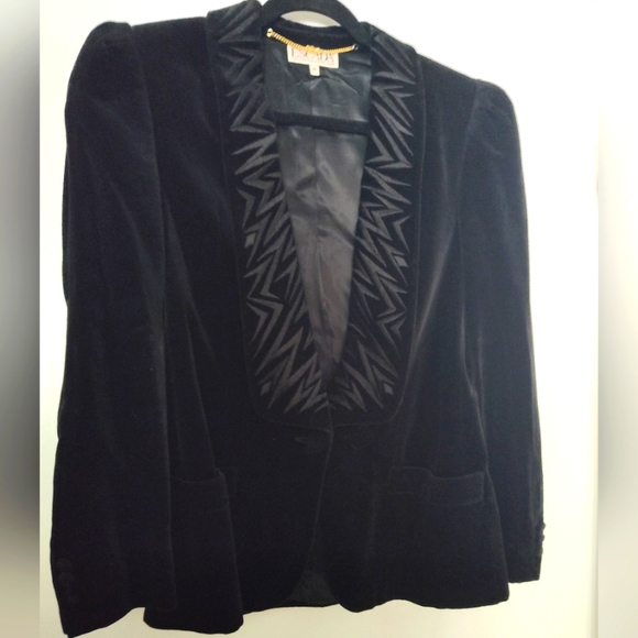 Escada Vintage 80s Velvet Blazer - Sz 38 - Picture 2 of 13